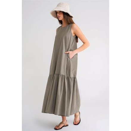 Maxi-jurk met Kraag en Rimpeldetails