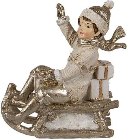 Clayre & Eef Beeld Kind 10 cm Beige Polyresin Kerstdecoratie