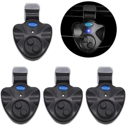 4 stuks Elektronische Visbeetmelder met Geluid LED-lampjes Indicator Visbeetmelders 4 gray
