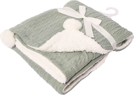 Soft Touch Kabeldeken Pompom 75 X 90 Cm Lichtgroen