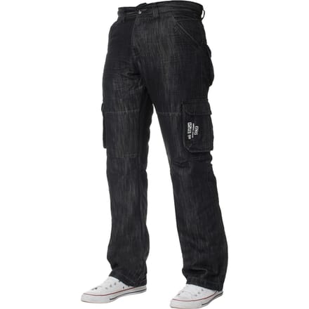 Enzo heren Cargo Combat Jeans - Black Wash