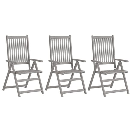 vidaXL - Tuinstoelen - 3 - st - verstelbaar - met - kussens - massief - acaciahout