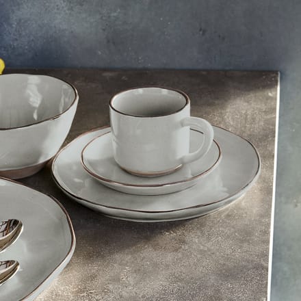 LOBERON Kopje en schoteltje set van 6 Biarré grijs