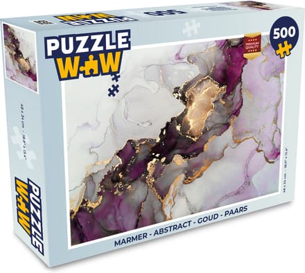 Puzzel Marmer - Abstract - Goud - Paars - Legpuzzel - Puzzel 500 stukjes
