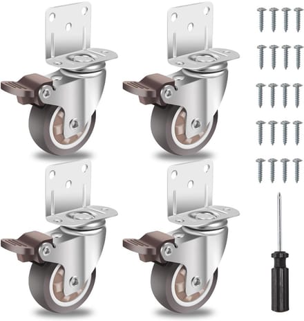 Zware L-Vormige Zijmontagewielen - 2 Inch met 600 LBS Laadvermogen - Set van 4