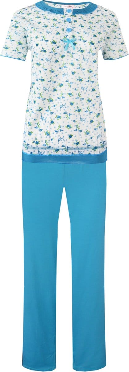 Dames pyjama Fine woman gebloemd turqoise XXXL