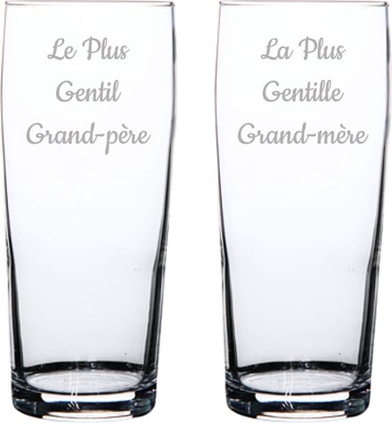 Bierfluitje gegraveerd - 19cl - Le Plus Gentil Grand-père & La Plus Gentille Grand-mère