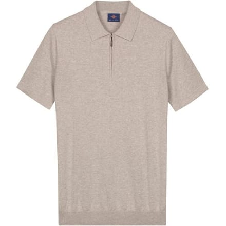Baileys Polo Zip Collar Jersey Knit Short Sleeve Soft Grey / male
