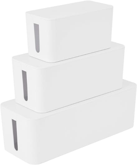 BOECK Kabelbox Set van 3 – Kabelmanagement – Stekkerdoos Organizer – Snoeren Wegwerken – Wit