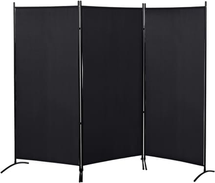 HOMCOM kamerscherm - 3-delig - met metalen frame - zwart