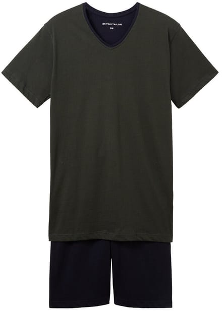 Tom Tailor - Pyjamaset van katoen - Maat 48 - green-dark-horizontal-stripe