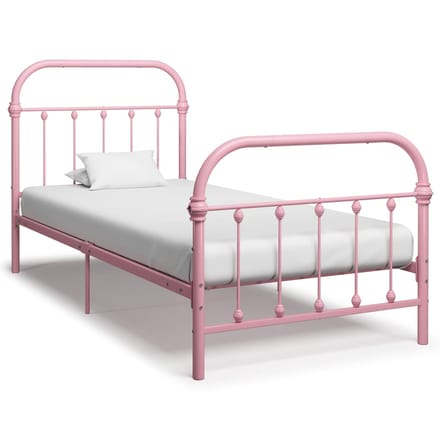 vidaXL - Bedframe - metaal - roze - 90x200 - cm