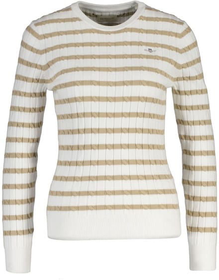 GANT Gebreide trui STRETCH COTTON CABLE STRIPE C-NECK