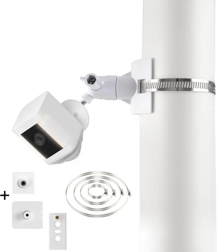 Camera Mast Bevestiging - Paalhouder Beugel - Beveiliging Buiten - Universele Compatibiliteit - 12x11x6 cm - Wit