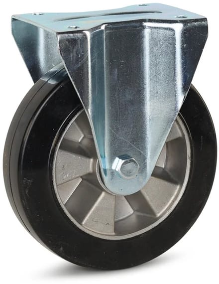 Zwart elastisch rubber bokwiel - 200mm - 450kg