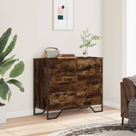 vidaXL Ladekast 91x35,5x74,5 cm bewerkt hout gerookt eikenkleurig