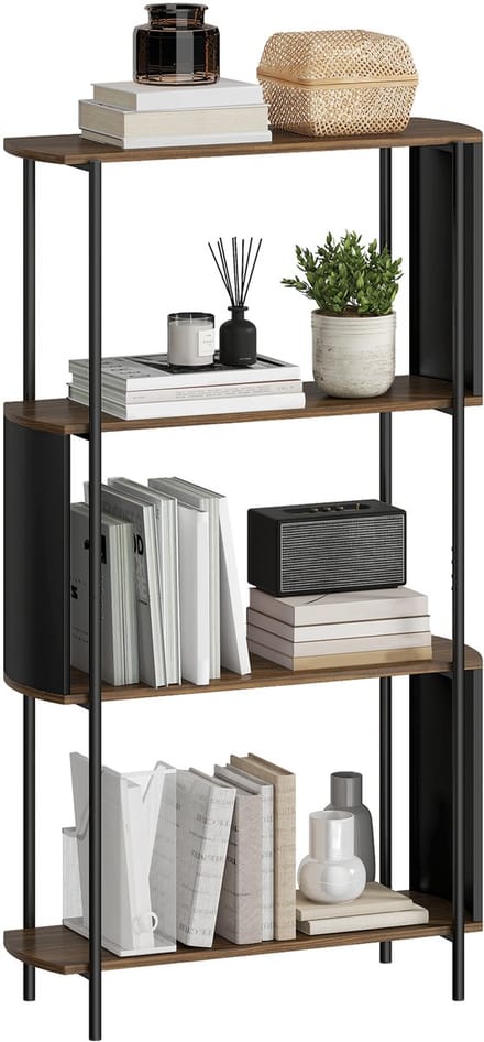 HOMCOM Opbergrek-MDF, staal-80L x 30B x 141H cm-Bruin