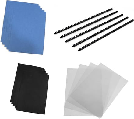 Comb Binding Set met 100 Binding Combs (6, 8, 10, 12mm) en 20 Plastic Clear Binding Lids, Ideaal voor Documenten en Presentaties