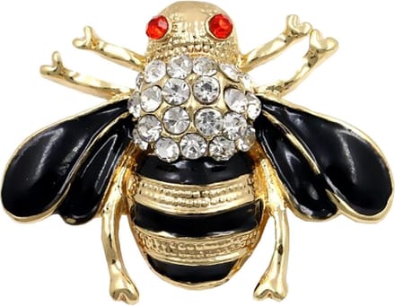 Fako Bijoux® - Broche - Bij - Bee - Kristal - 31x24mm - Zwart