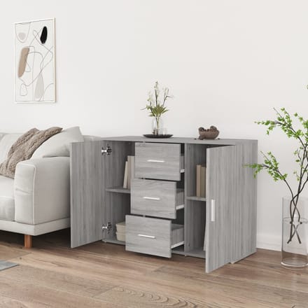 vidaXL - Dressoir - 91x29,5x65 - cm - bewerkt - hout - grijs - sonoma - eikenkleurig