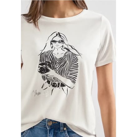 Shirt met ronde hals en frontprint