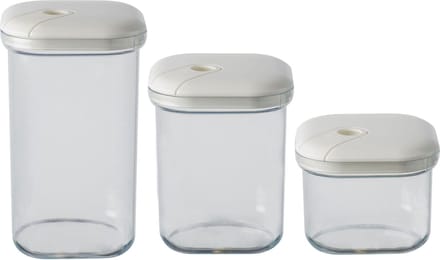 Omada - Pull Box Voorraadpot Set van 3 Stuks Assorti - Polypropyleen - Transparant