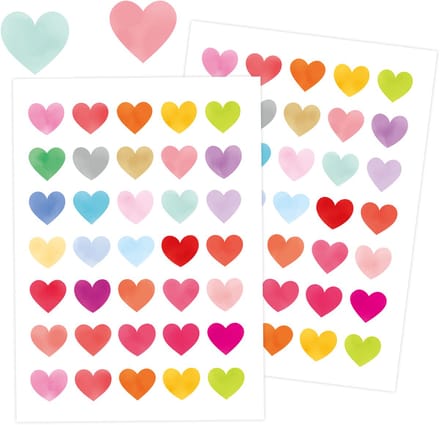Hartjes Stickers - 3 Grote Stickervellen - 105 Stuks - Harten Stickers