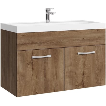 Badplaats Badkamermeubel Set Paso 01 80 x 40 cm – Bruin Eiken – Badmeubel met Wastafel
