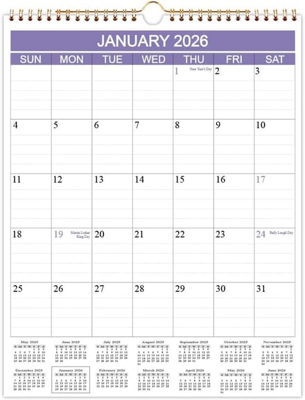 Wandkalender 2025 12 Maanden Verticaal - Ruim Ingevuld en Dik Papier