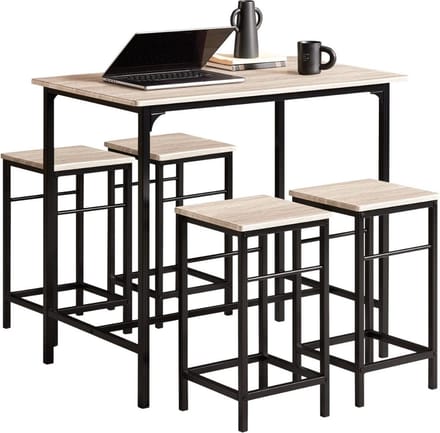 DD Bartafel met Barstoelen - Bartafel Keuken - Bartafel Buiten - Inclusief 4 Stoelen