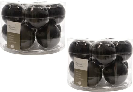 Decoris Kerstballen set - 20x stuks - zwart - glas - 6 cm - glans/mat - kerstversiering