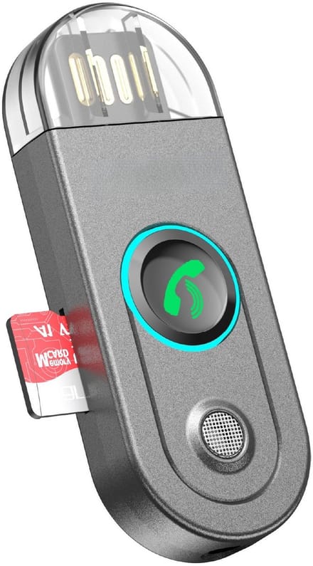 DrPhone DriveLink Bluetooth 5.3 Ontvanger – AUX Auto Adapter met Handsfree Bellen & MicroSD – 3,5 mm – Zilver