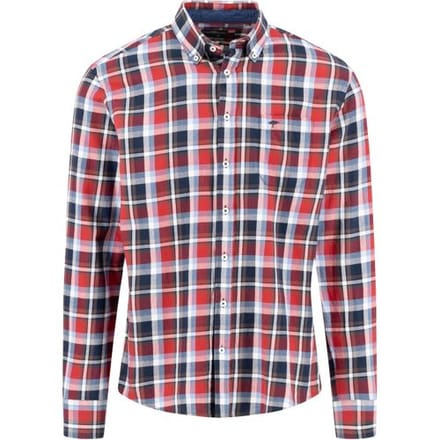 Fynch-Hatton Overhemd Multicolor Fine Flanel Check Button-Down Garnet Red-Blue / male