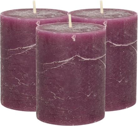Atmospera Stompkaars/cilinderkaars - 3x - bordeaux rood - 7 x 9 cm - middel rustiek model