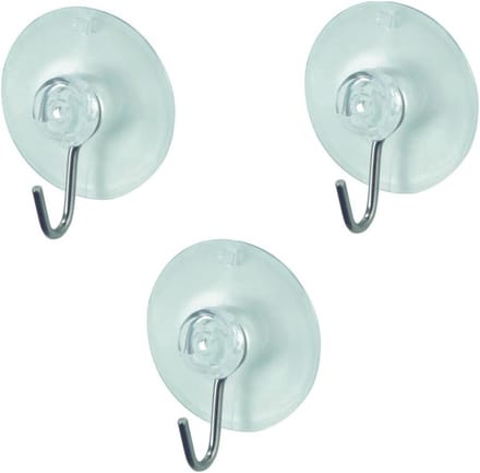 Benson Ophanghaak met zuignap - wit - 3x - kunststof - D45 mm