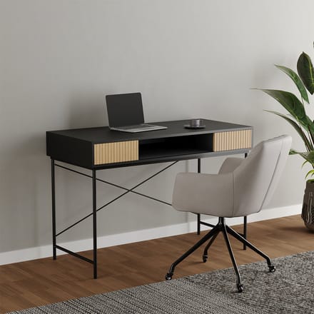 Bronx71® Bureau Maury zwart/blank eiken 120x55x77 cm