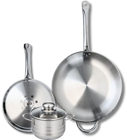 Set van 2 Koekenpannen 24 en 32 cm en 1 braadpan 14 cm Elo Profi Brillant