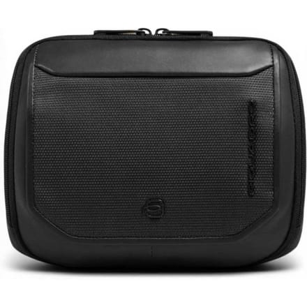Piquadro Borsello S143 Unisex zwart leer en horizontale stof