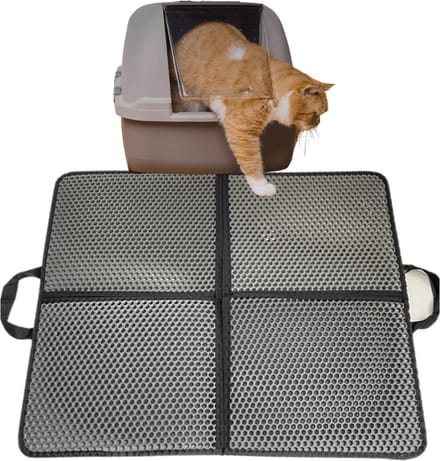 Lavida - Kattenbakmat 60x70 cm - Grit Opvanger - Honingraatstructuur- Waterdicht - Dubbele laag - Kat benodigheden-Grijs