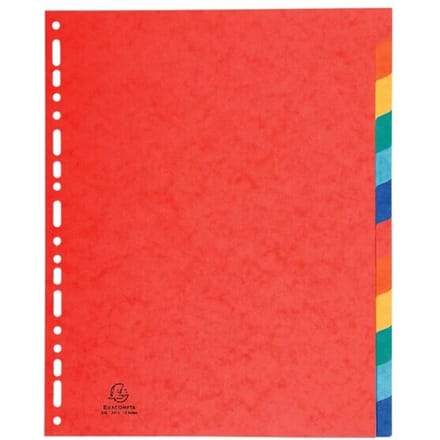 Exacompta Tabbladen in echt soepel glanskarton 225g/m2 FSC® met 12 blanco tabs. - Geassorteerd - 2412E