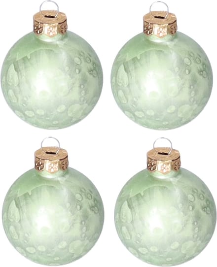Othmar Decorations Luxe kleine kerstballen - 12x st - 6 cm - groen - glas - ice finish