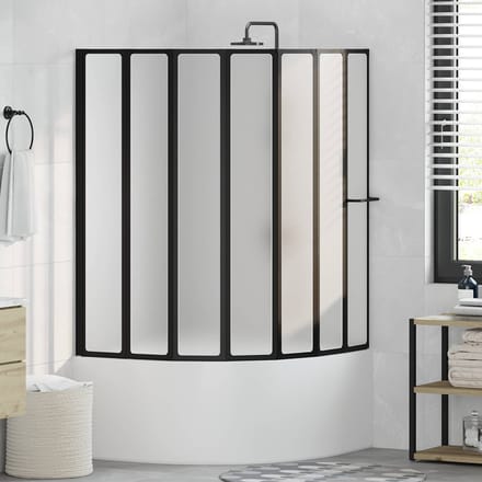 vidaXL - Douchescherm - Zwart - 168 - x - 140 - cm - Aluminium