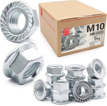 LUN FIX - Sperrzahnmutter M10 - 5Kg (ca.460 Stk.) - DIN 6923 verzinkte staal - flensmoer