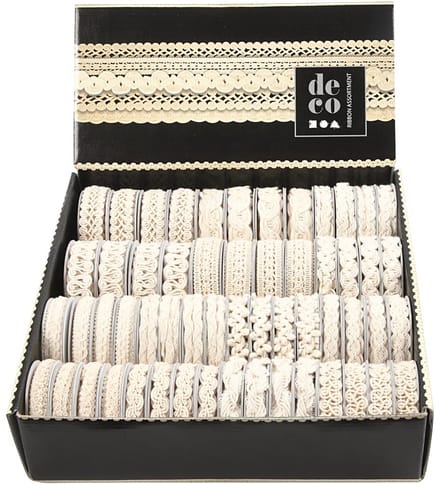 Decoratief lint, B: 6-18 mm, crème, 56x0.90 m/ 1 doos