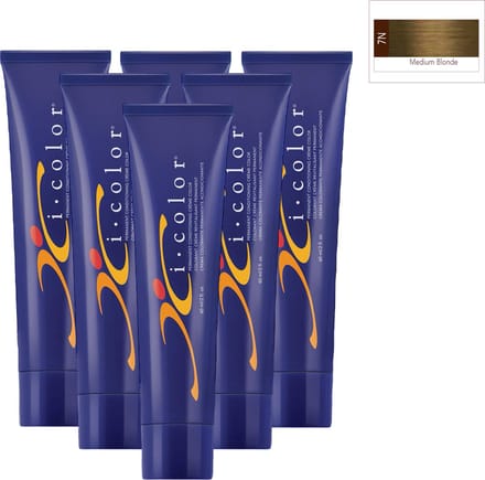 ISO i color Permanent Conditioning Crème Color 60ml 7N Medium Blonde x 6 tubes