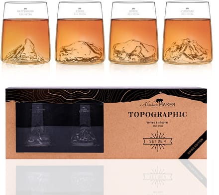 Alaskan Maker - Set van 4 Shotglazen - Matterhorn - Eiger - Mönch - Jungfrau