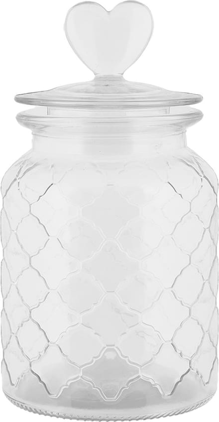 Clayre & Eef Voorraadpot Deksel Ø 11x20 cm Transparant Glas Hart