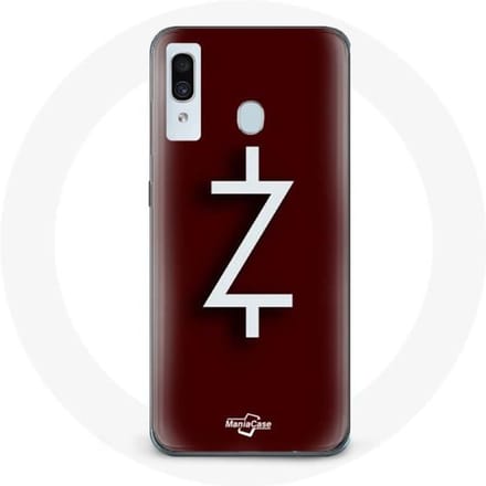 Case voor Samsung Galaxy A40 Ozark Seizoen 4 Logo Z Wit Rode Achtergrond