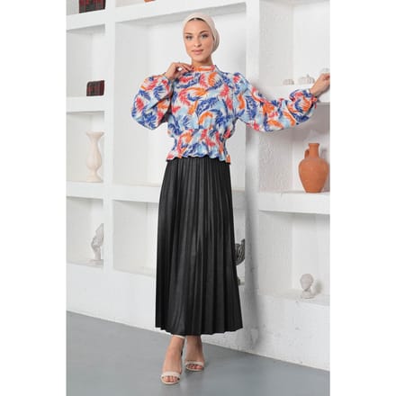 Met patroon Elastisch Blouse Blauw