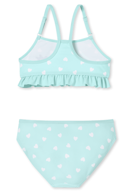 Bikini gebreide stof SPF40+ hartjes schildpad ruches lichtgroen - Aqua 98